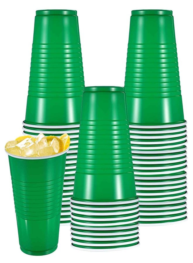 AojSup 50 Pcs Green Plastic Cups Disposable, Green 18-Ounce Plastic Party Cups, Strong and Sturdy for Wedding Birthday Graduation Party Valentine Christmas Picnics Barbecues Supplies - Image 1